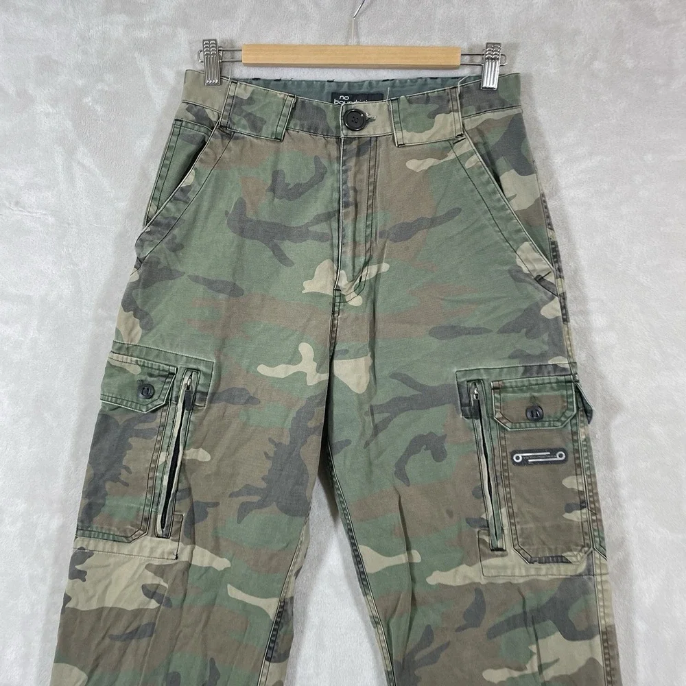 Y2K No Boundaries Baggy Camo Cargo Pants Mens 30x32 (fit 29x30) Paratrooper Zip